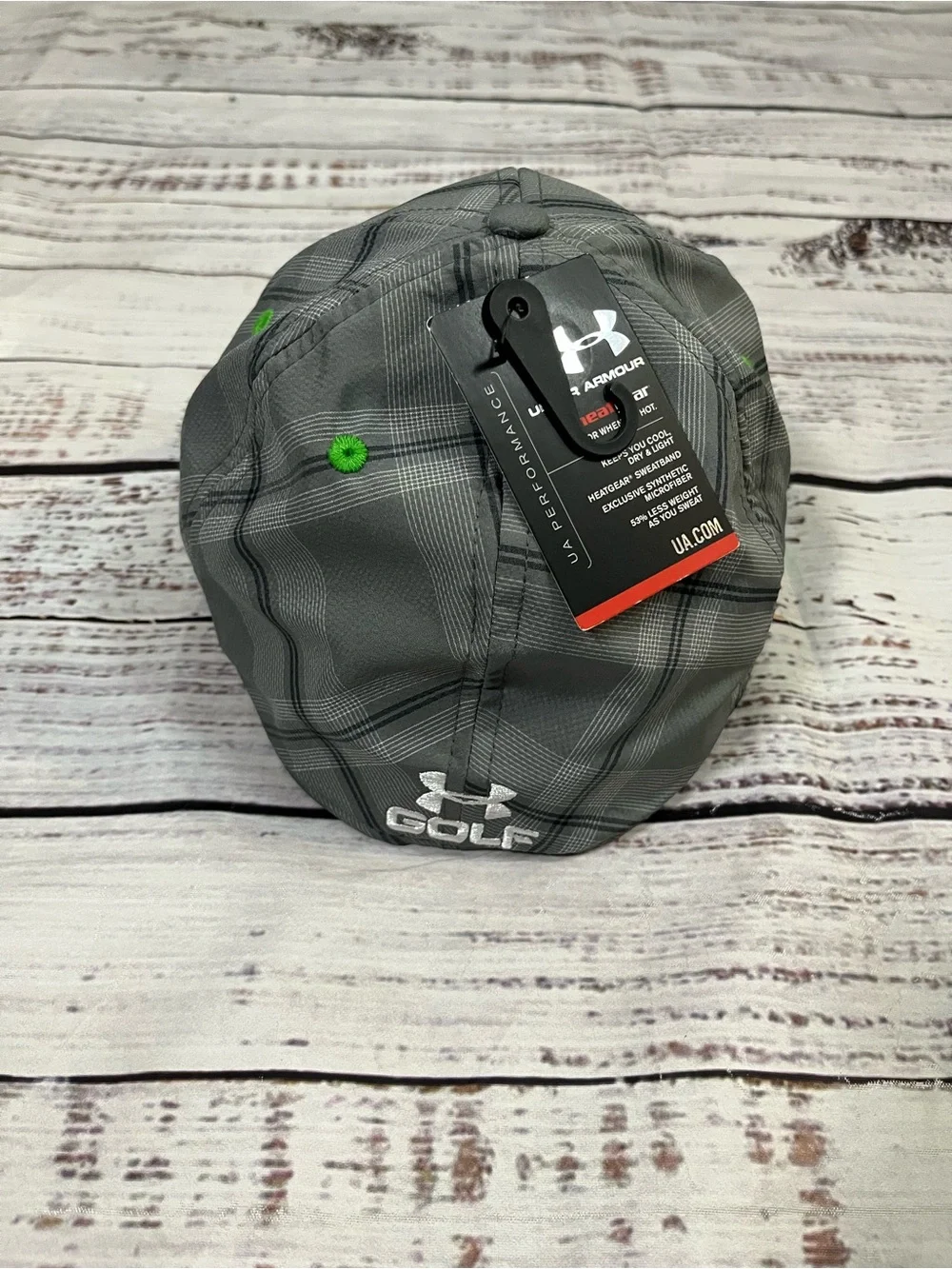 Under Armour UA Performance grey plaid stretch-fitted Golf hat Size LG/XL